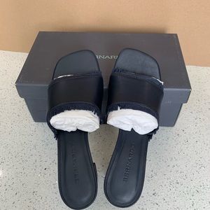 Bernardo Blossom Slide Leather Suede Block Heels Sandals.